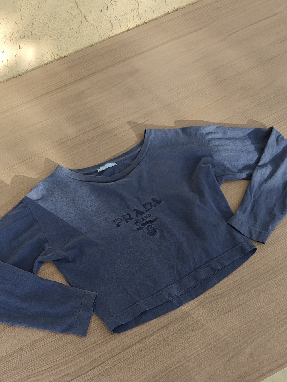 Vintage Designers imspired Cotton Long Sleeve Top in Blue